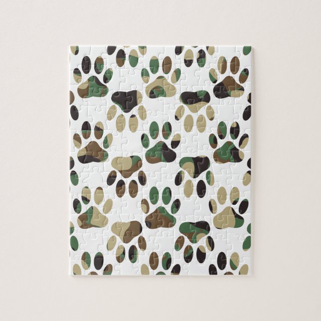 Camouflage Dog Paw Print Jigsaw Puzzle (Vertical)