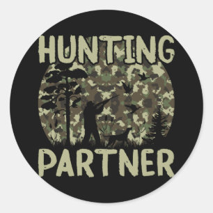Camouflage Duck Hunting Dog Partner Classic Round Sticker