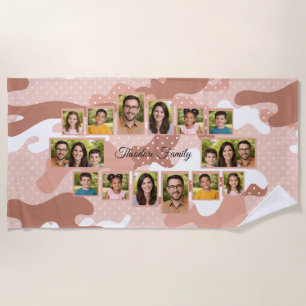 Camouflage Family Photo Collage Beach Towel