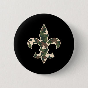 Camouflage Fleur De Lys Camo Mardi Gras Festive Ne Button