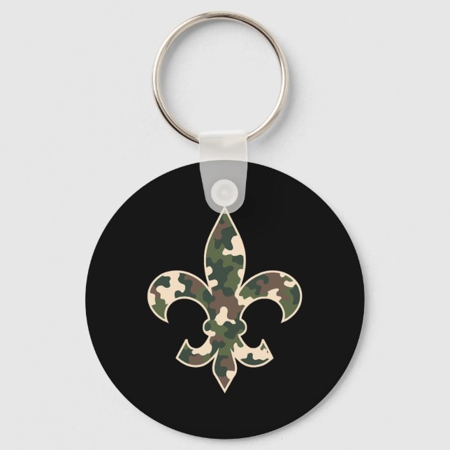 Camouflage Fleur De Lys Camo Mardi Gras Festive Ne Keychain (Front)