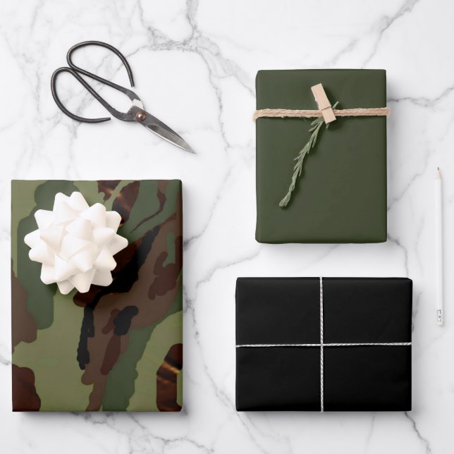 Camouflage Full Pattern Wrapping Paper Sheets (Front)