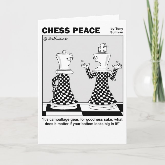 Camouflage gear Chess Peace cartoon Card (Front)