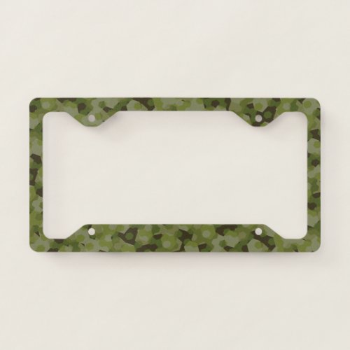 Camouflage geometric hexagon license plate frame