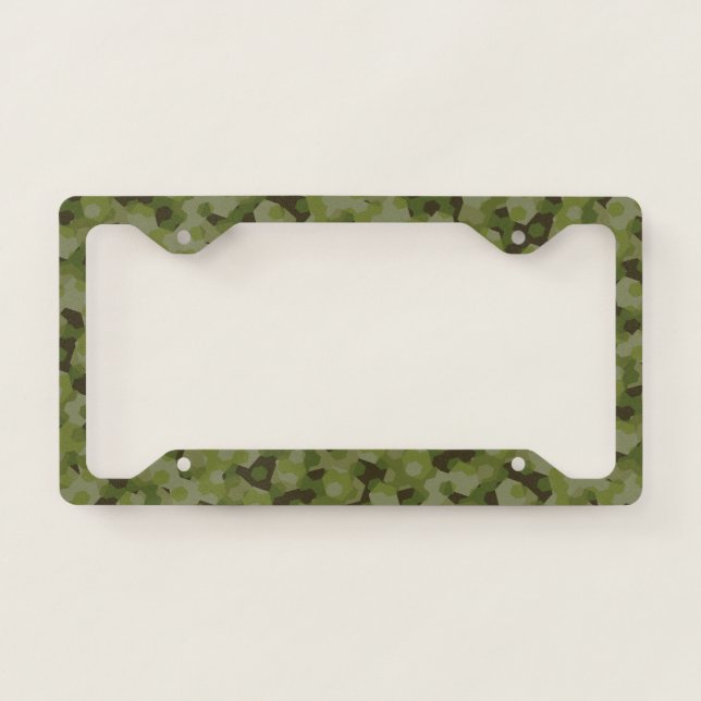 Camouflage geometric hexagon license plate frame (Front)