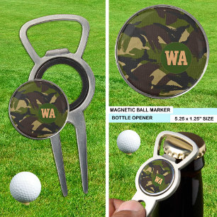 Camouflage Golf Marker, hunter monogrammed, Army Divot Tool