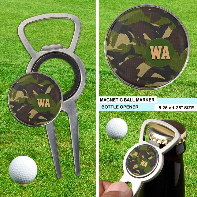 Camouflage Golf Marker, hunter monogrammed, Army Divot Tool (Creator Uploaded)