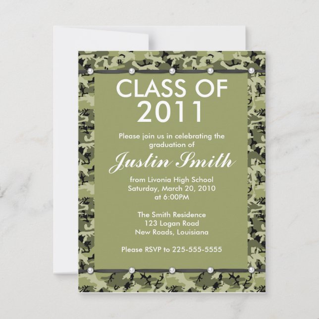 Camouflage Graduation Invitation (Front)