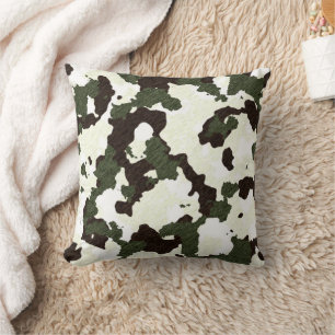 Camouflage Gray Brown White Decor Pillow
