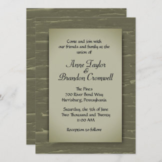 Camouflage Green Bark Design Wedding Invitation