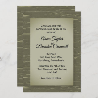 Camouflage Green Bark Design Wedding Invitation