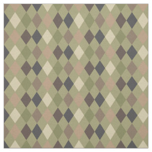 Camouflage Green Brown Geometric Pattern Fabric