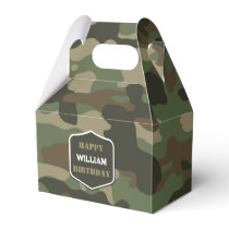 Camouflage Green Camo Army Monogram Birthday Name Favor Boxes