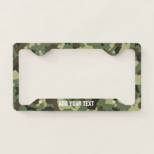 Camouflage Green Camo Army Pattern Custom Text License Plate Frame