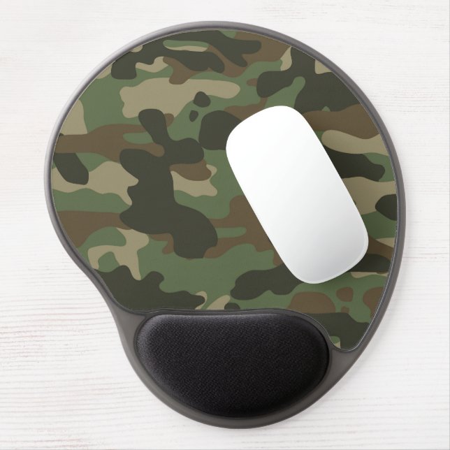 Camouflage Green Camo Army Pattern  Gel Mouse Pad (Left Side)