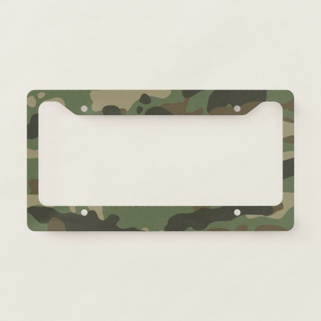 Camouflage Green Camo Army Pattern License Plate Frame (Front)
