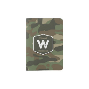 Camouflage Green Camo Army Pattern Monogram Passport Holder