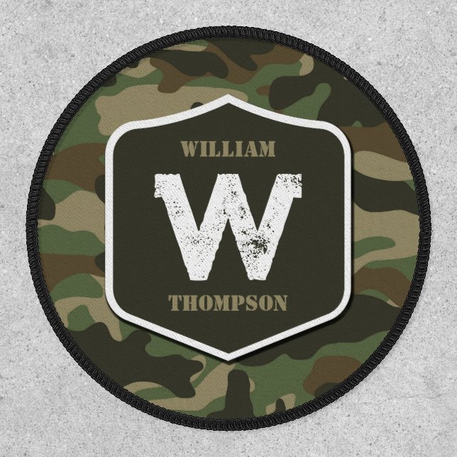 Camouflage Green Camo Army Pattern Monogram Patch (Front)