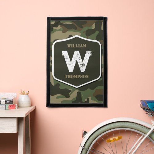 Camouflage Green Camo Army Pattern Monogram Pennant