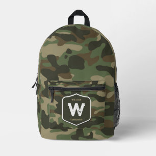 Camouflage Green Camo Army Pattern Monogram   Printed Backpack