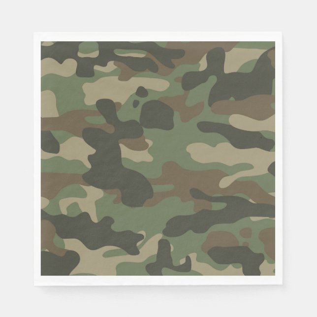 Camouflage Green Camo Army Pattern Napkins (Front)