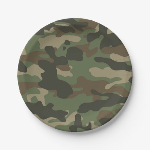 Camouflage Green Camo Army Pattern   Paper Plates