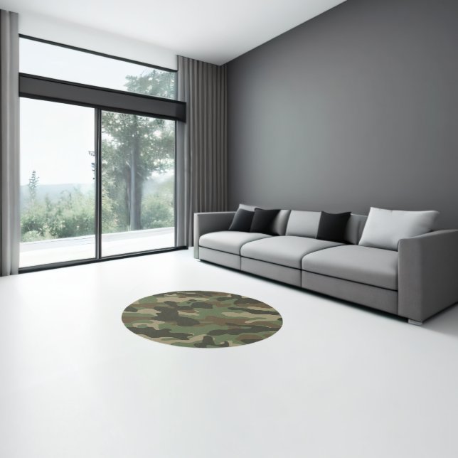 Camouflage Green Camo Army Pattern Rug (Insitu (Indoor 3))
