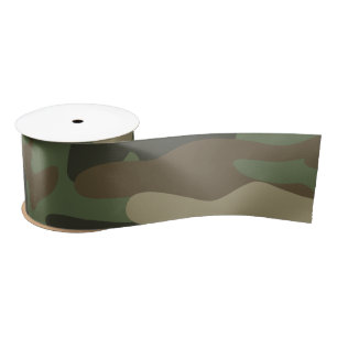 Camouflage Green Camo Army Pattern Satin Ribbon