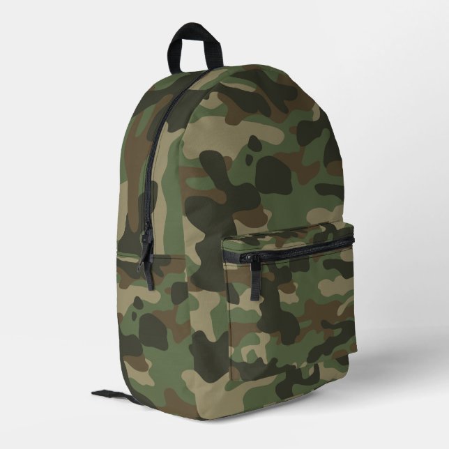 Camouflage Green Camo Army Pattern School Printed Backpack (Back Corner Left)