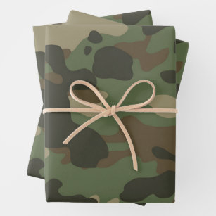 Camouflage Green Camo Army Pattern Wrapping Paper Sheets