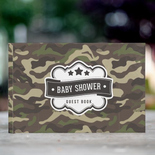 Camouflage Green Camo Military Boy Baby Shower Guest Book