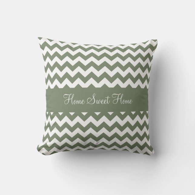 Camouflage Green Chevron Throw Pillow (Front)
