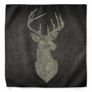 Camouflage Green Distressed Deer Silhouette Bandana