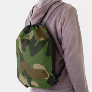 Camouflage Green Drawstring Bag