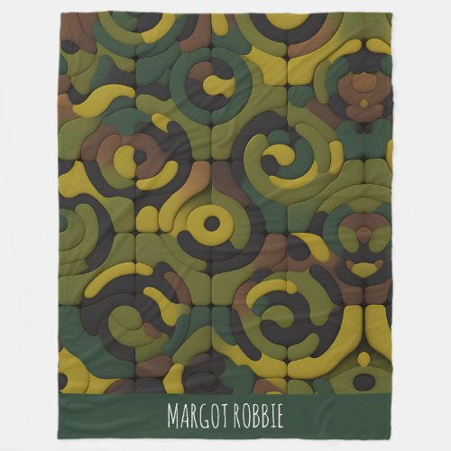 Camouflage Green Mosaic Pattern Fleece Blanket