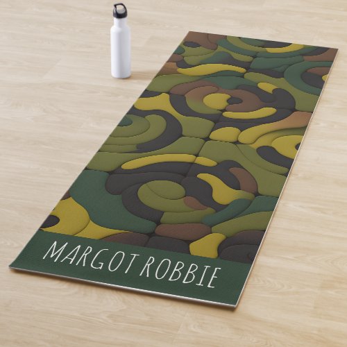Camouflage Green Mosaic Pattern Yoga Mat