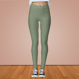 Camouflage Green Solid Color Leggings