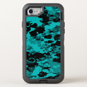 Camouflage Green Turquoise and Black Fun CAMO OtterBox Defender iPhone SE/8/7 Case