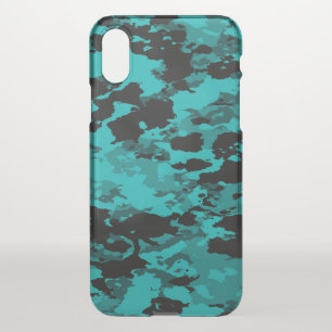 Camouflage Green Turquoise and Black Fun CAMO iPhone X Case