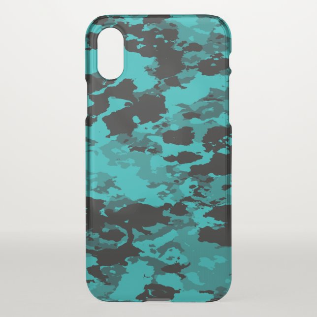 Camouflage Green Turquoise and Black Fun CAMO Uncommon iPhone Case (Back)