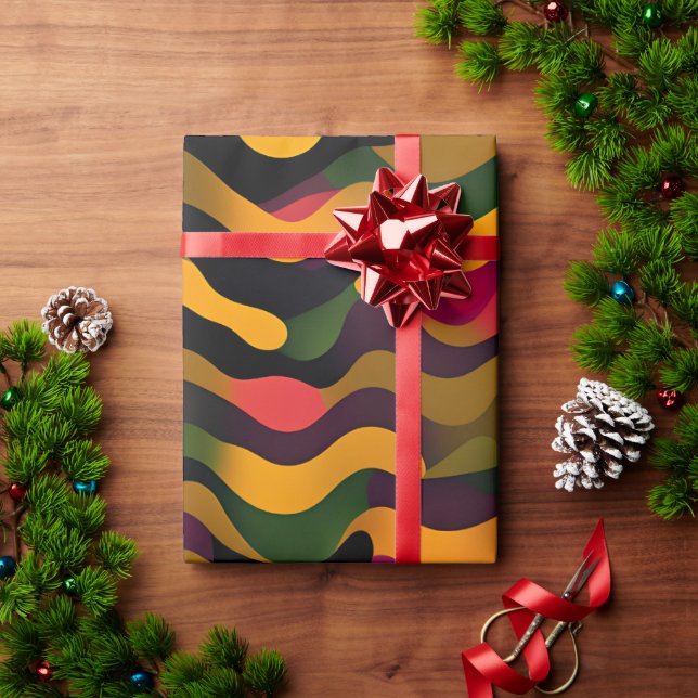 Camouflage Gren Pink Woman Rainbow Pattern Wrapping Paper (Holiday Gift)