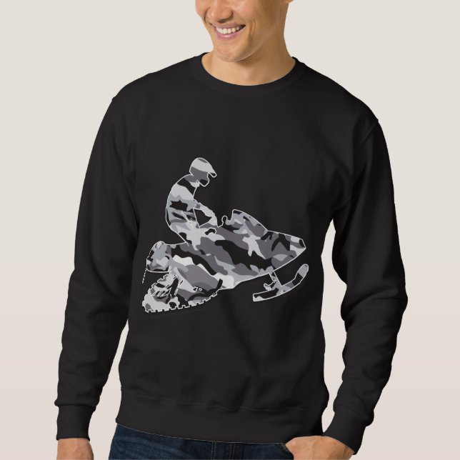 Camouflage Grey Snowmobile Sweatshirt (Front)