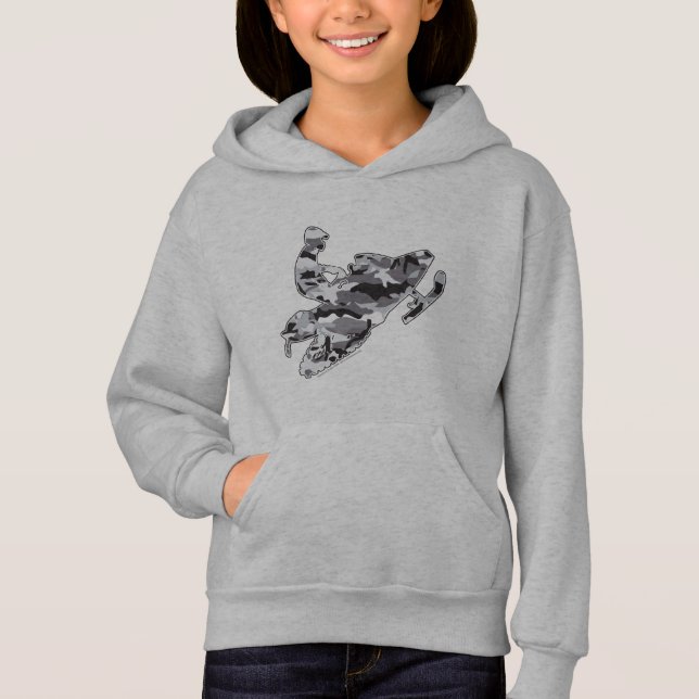 Camouflage Grey Snowmobiler Hoodie (Front)
