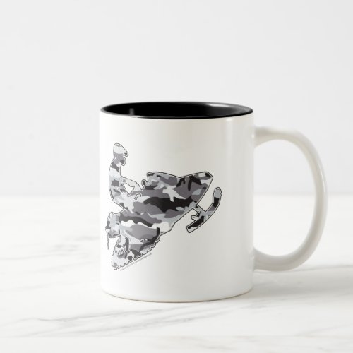 Camouflage Grey Snowmobiler Two_Tone Coffee Mug