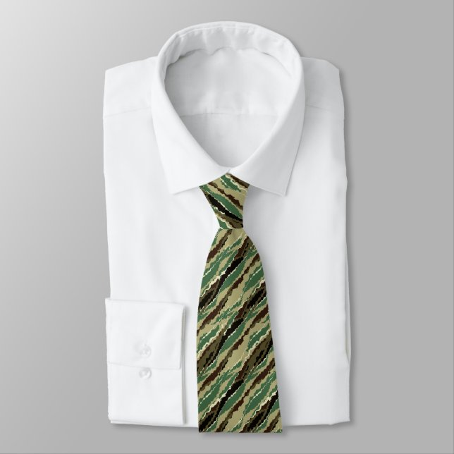 Camouflage Hakki spotted striped pattern Neck Tie (Tied)