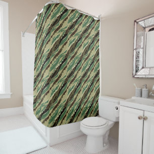 Camouflage Hakki spotted striped pattern Shower Curtain