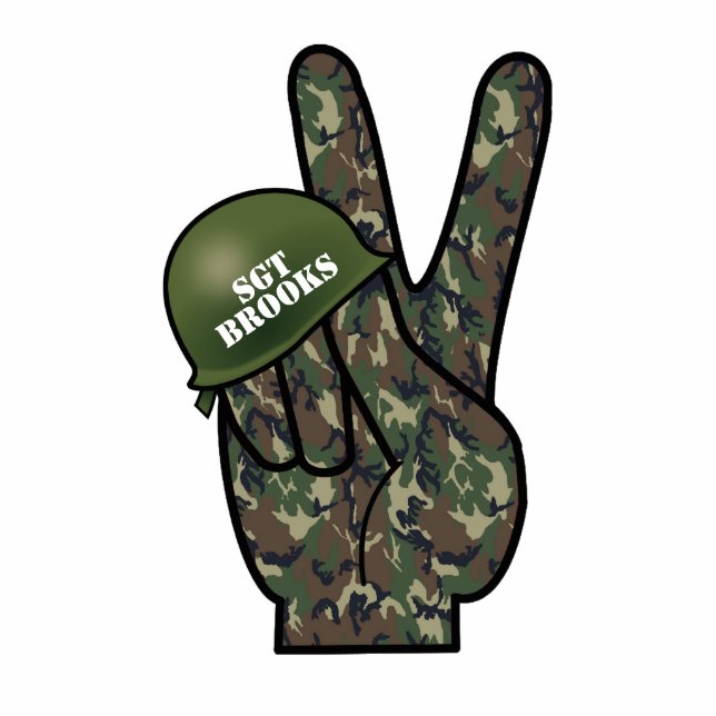 Camouflage Hand Peace Sign Ornament (Front)