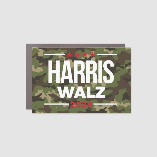 Camouflage Harris Walz 2024 Car Magnet (Front)