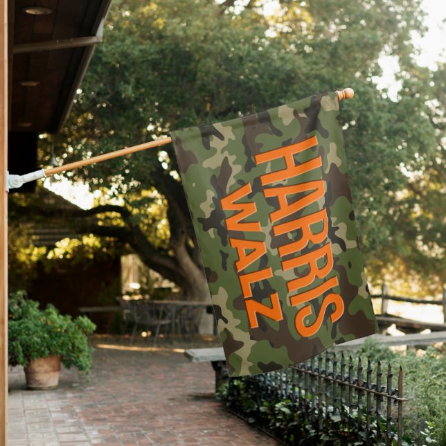 Camouflage Harris Walz 2024 House Flag (In SItu)