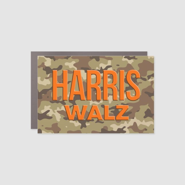 Camouflage Harris Walz 2024 Midwest Dad Car Magnet (Front)
